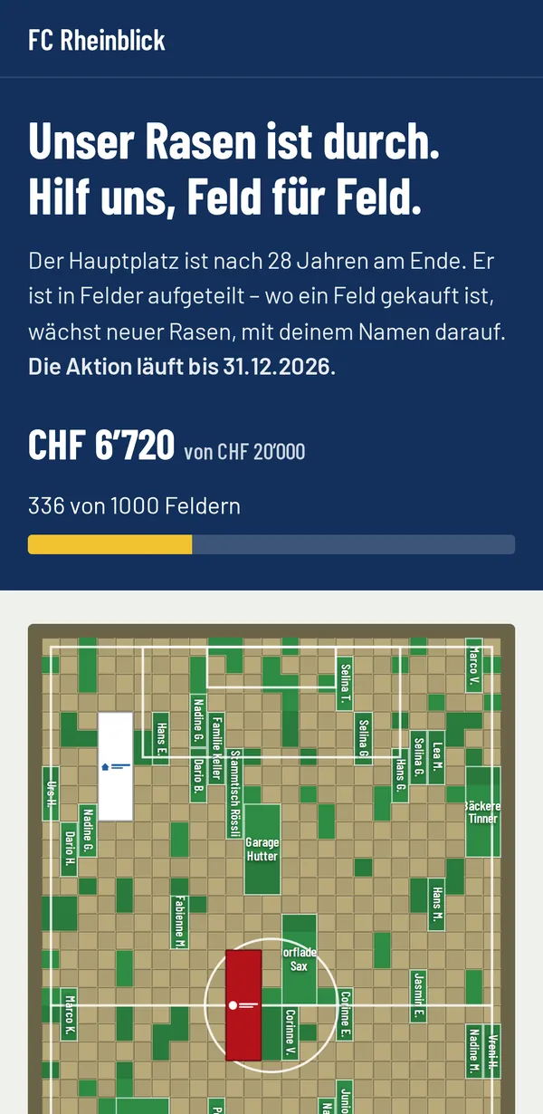 Dieselbe Seite auf dem Handy: Der Plan steht hochkant, damit die Felder gross genug bleiben